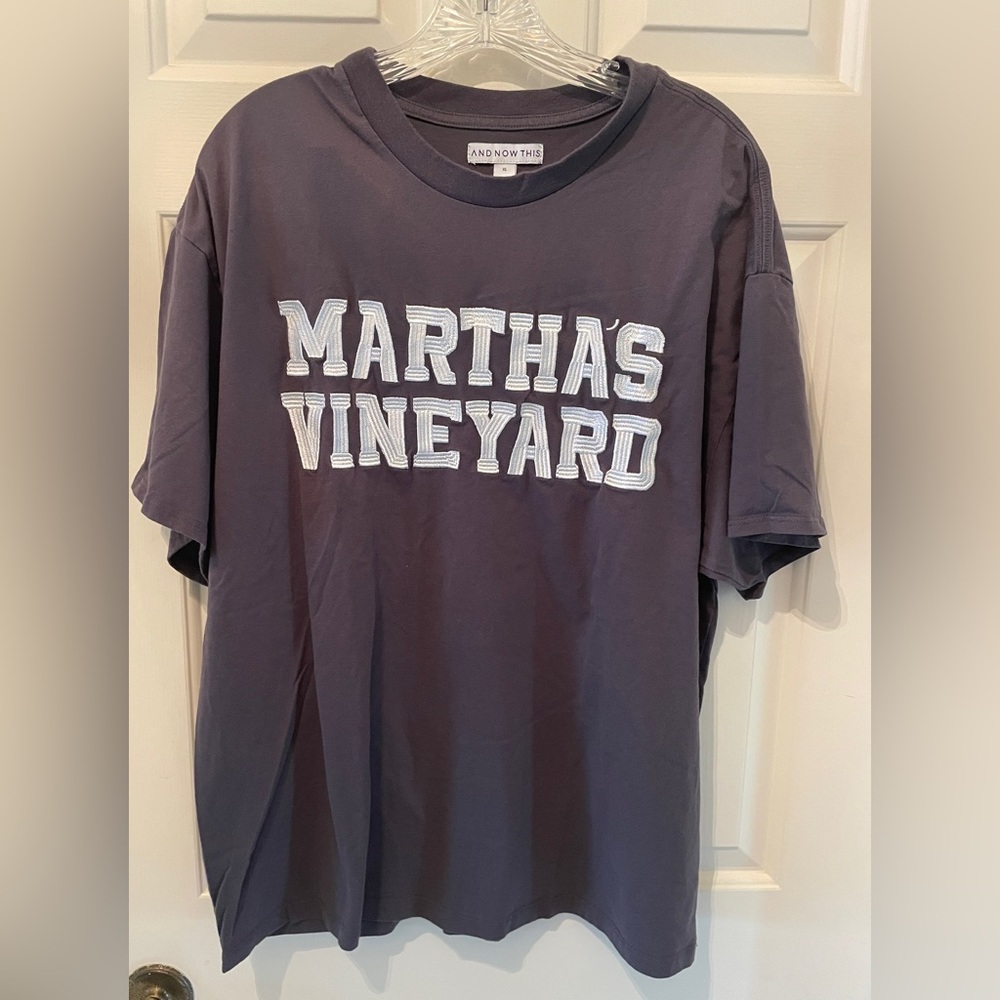 And Now this Womens XL Gray embroidered Martha's Vineyard- T shirt